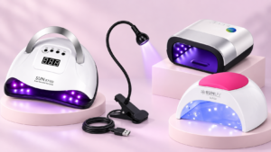 Montaje de cuatro lámparas: SUN X7 MAX con asa, auxiliar de pinza y dos SUNUV