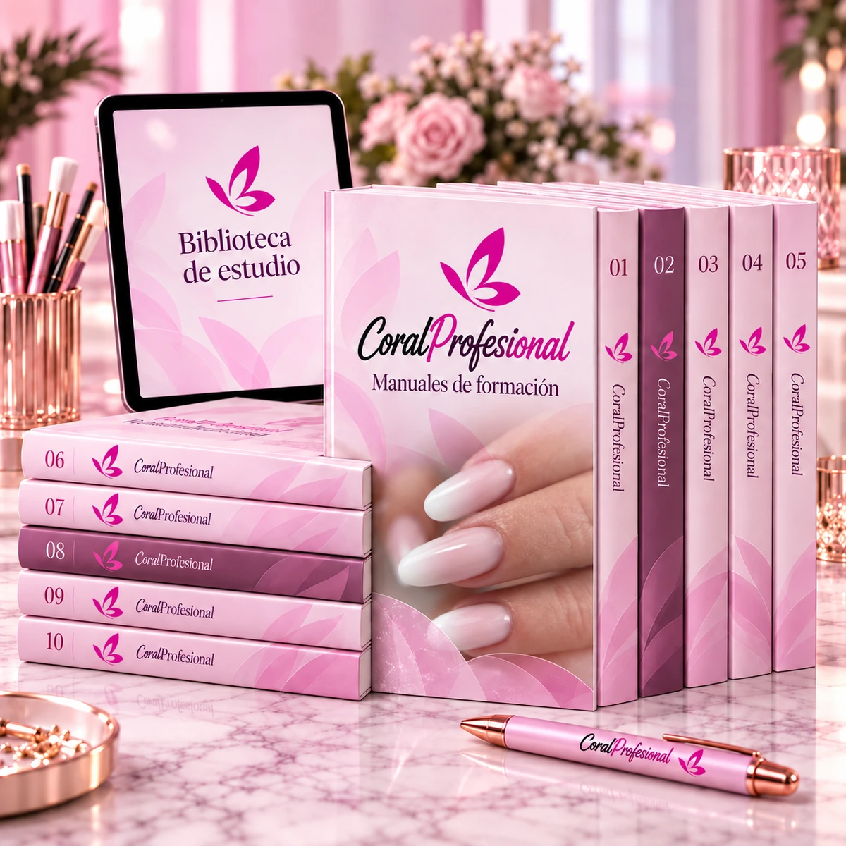 Presentación ilustrativa del conjunto de manuales digitales de CoralProfesional